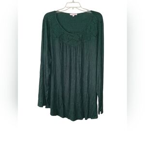 Elegant Green Lace Detail Women's Top